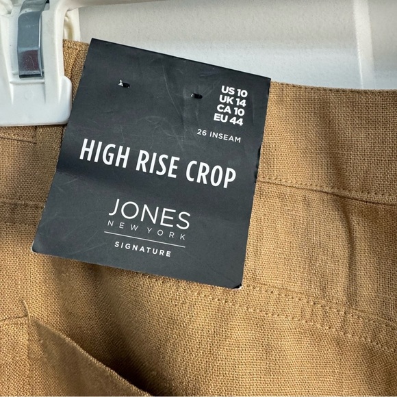 Jones New York Signature Brown High Rise Crop Linen Blend Pants Size 10 NWT - Picture 9 of 14